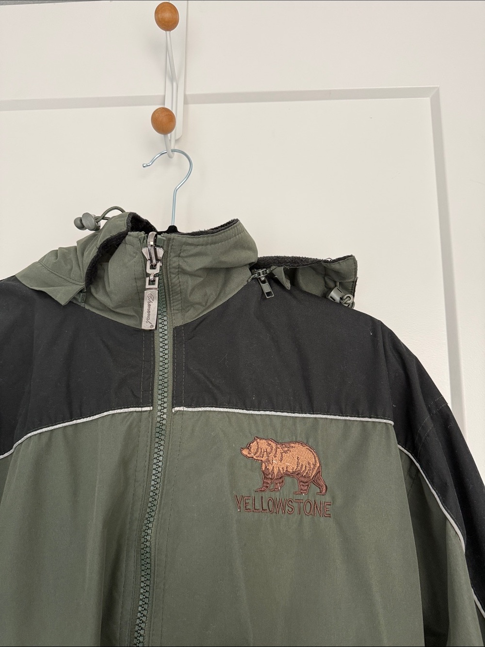 Yellowstone Reversible Hooded Rain Jacket in Olive Green and Black - Picture 2 of 5